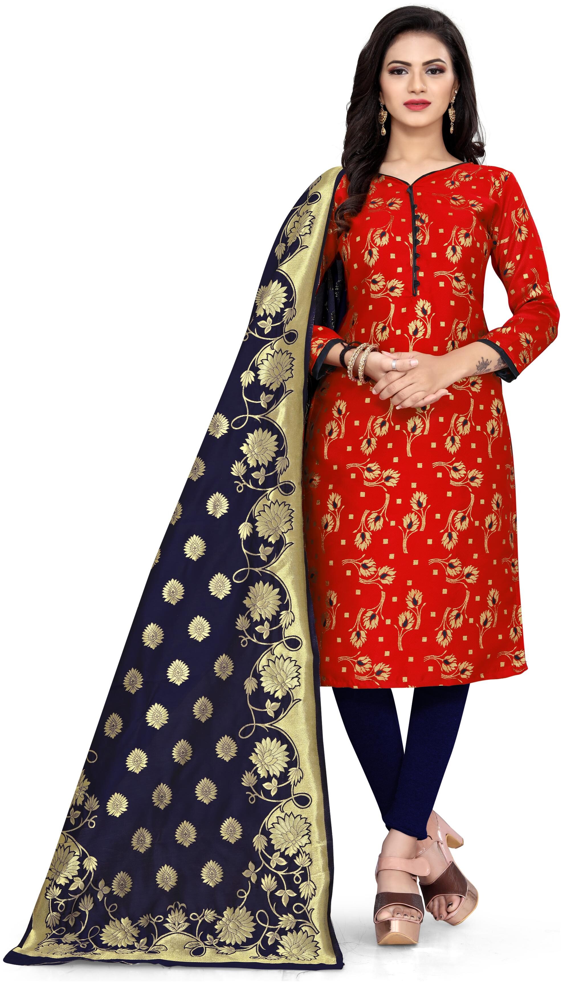 

DIVA S CHOICE Red Unstitched Kurta with bottom dupatta With dupatta Dress Material