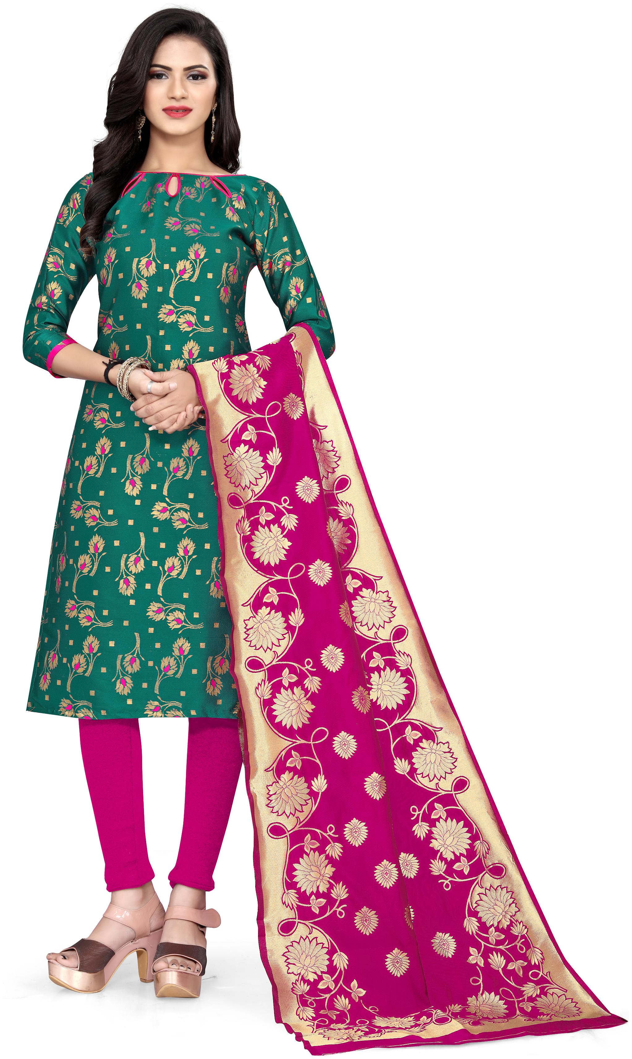 

DIVA S CHOICE Green Unstitched Kurta with bottom dupatta With dupatta Dress Material
