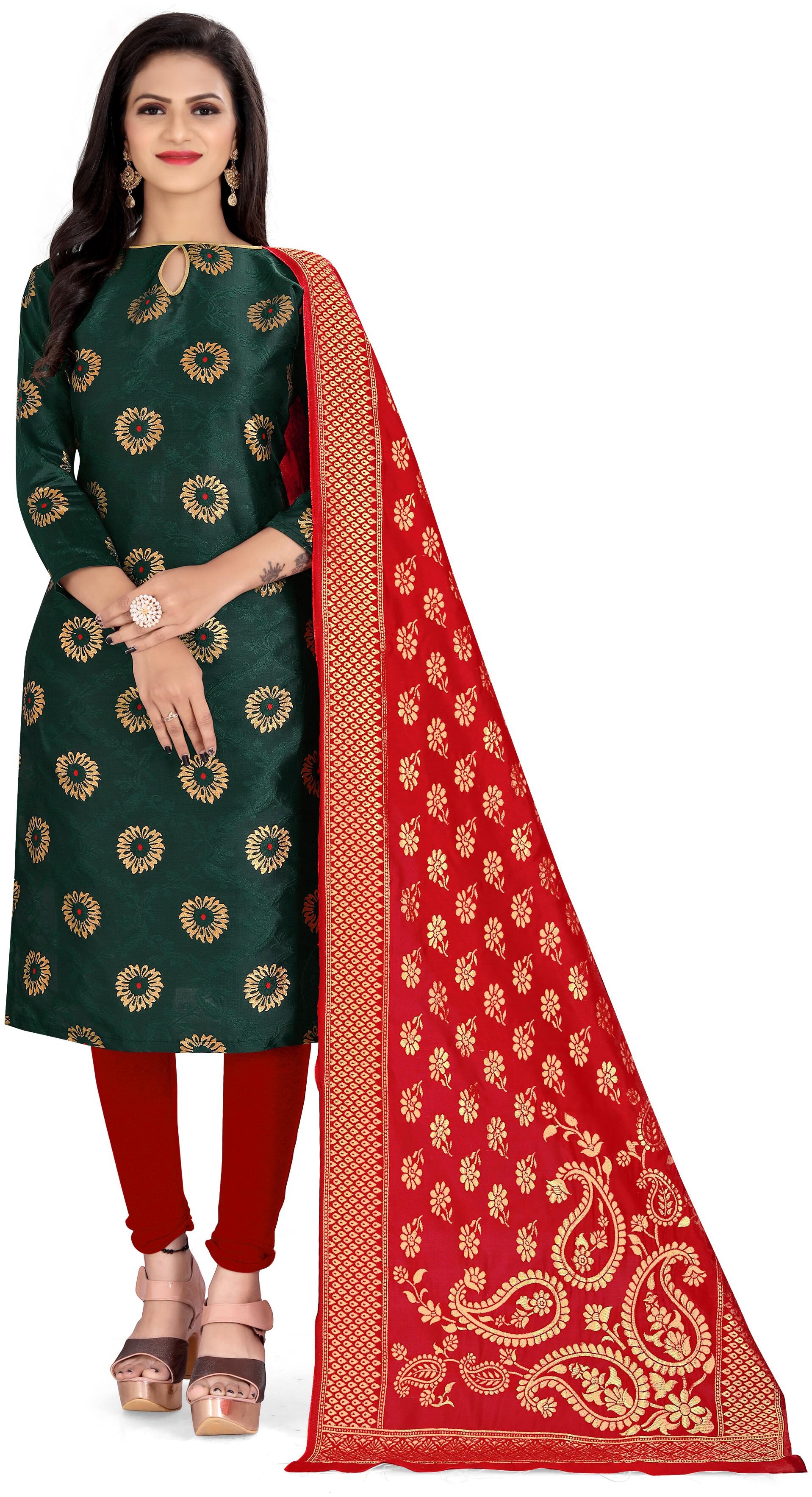 

DIVA S CHOICE Green Unstitched Kurta with bottom dupatta With dupatta Dress Material