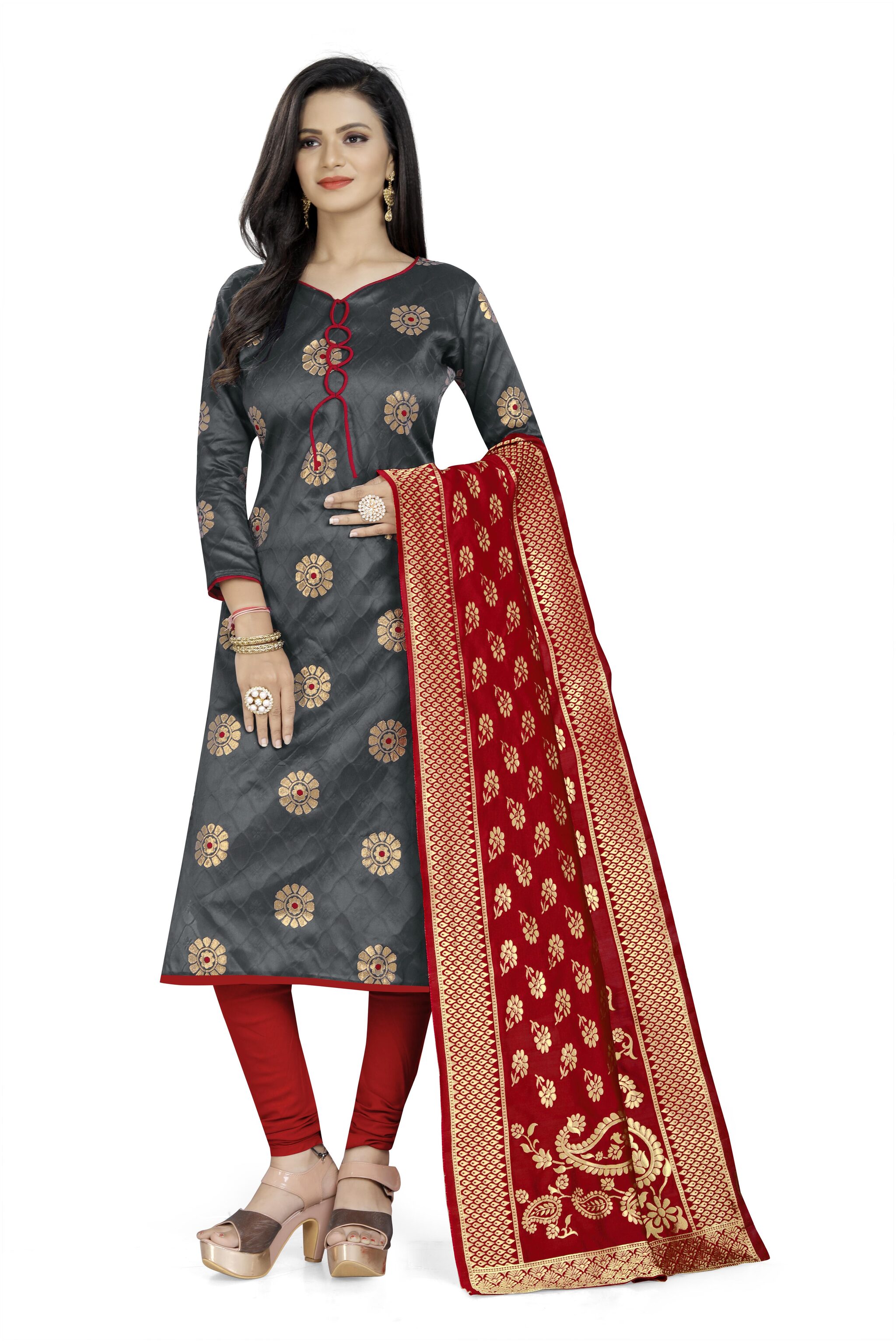 

DIVA S CHOICE Grey Unstitched Kurta with bottom dupatta With dupatta Dress Material