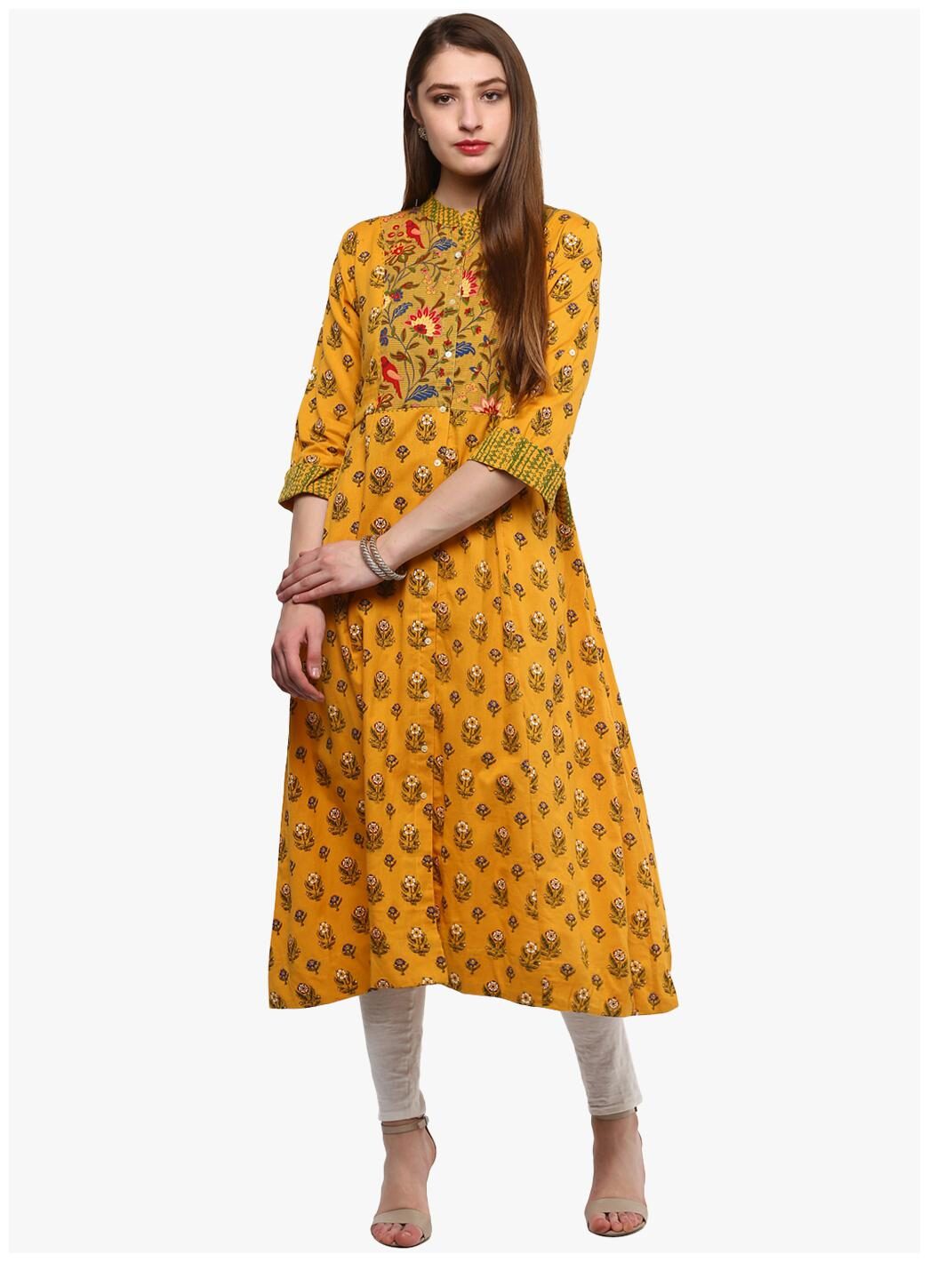 

Divena Kurta Khaadi Floral Yellow Kurta