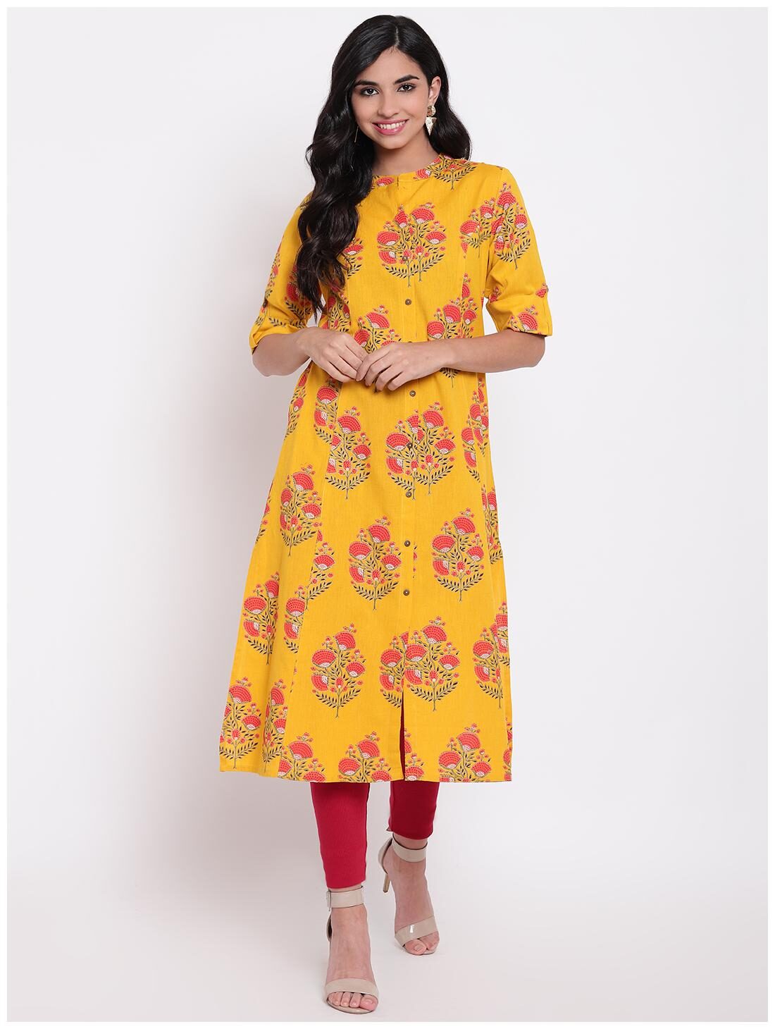 

Divena Kurta Khaadi Floral Yellow Kurta