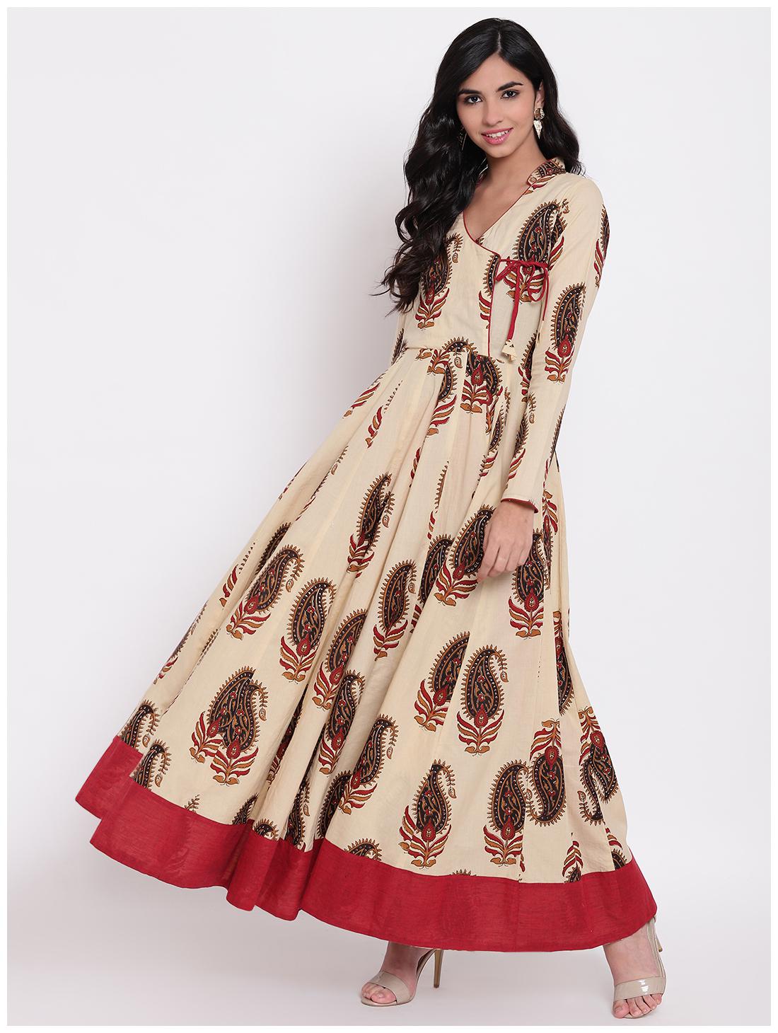 

Divena Women Cotton Printed Cream Kurta