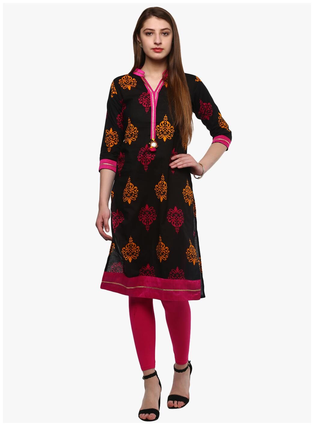 

Divena Women Black Printed Straight Kurta