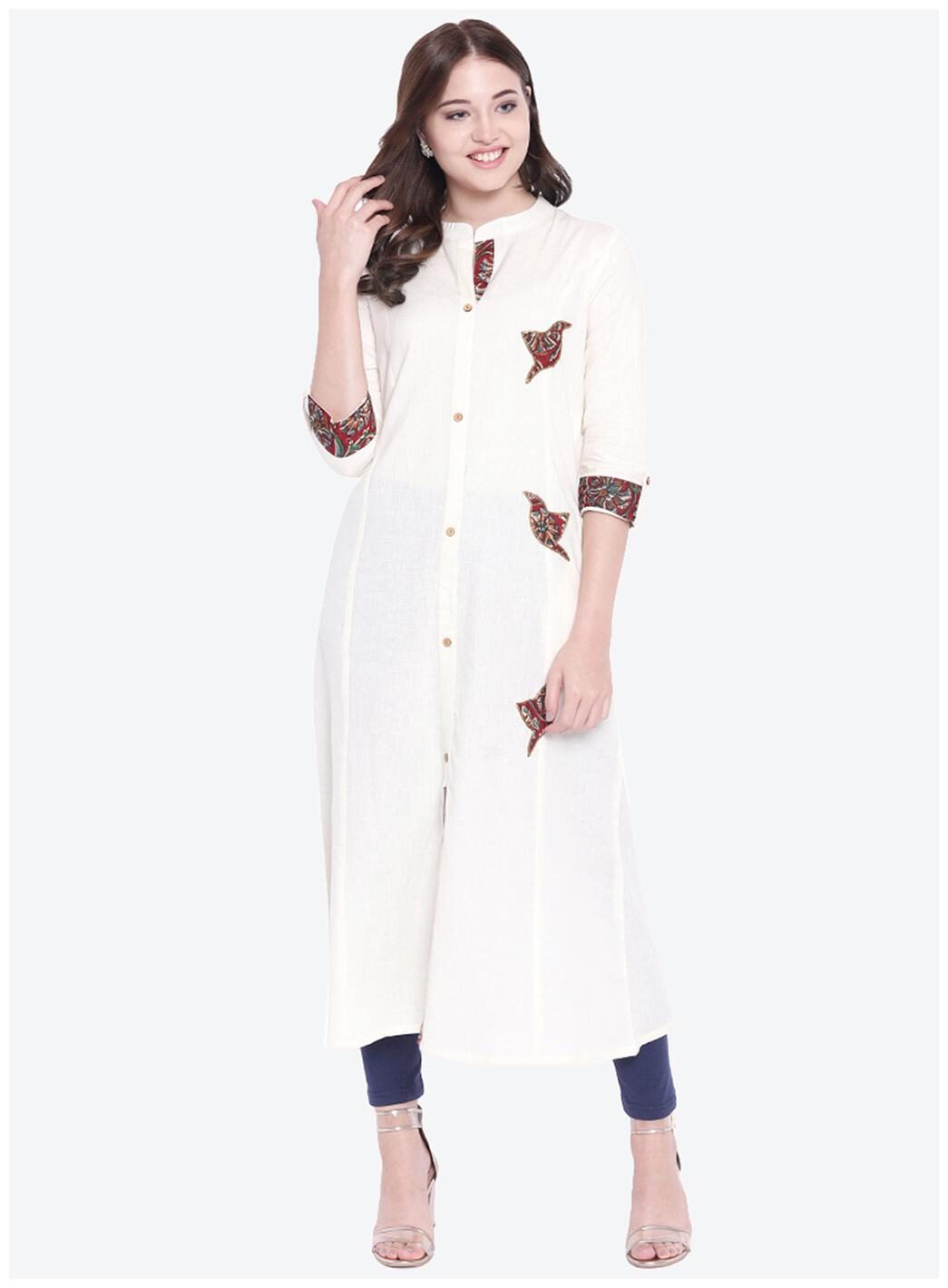 

Divena Women White Embroidered Straight Kurta