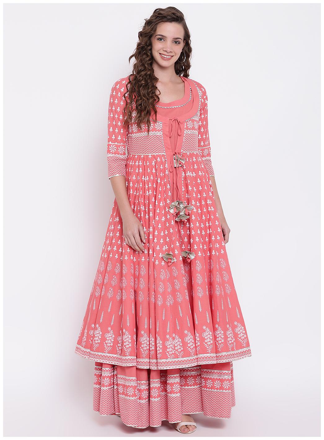 

Divena Women Cotton Printed Pink Kurta