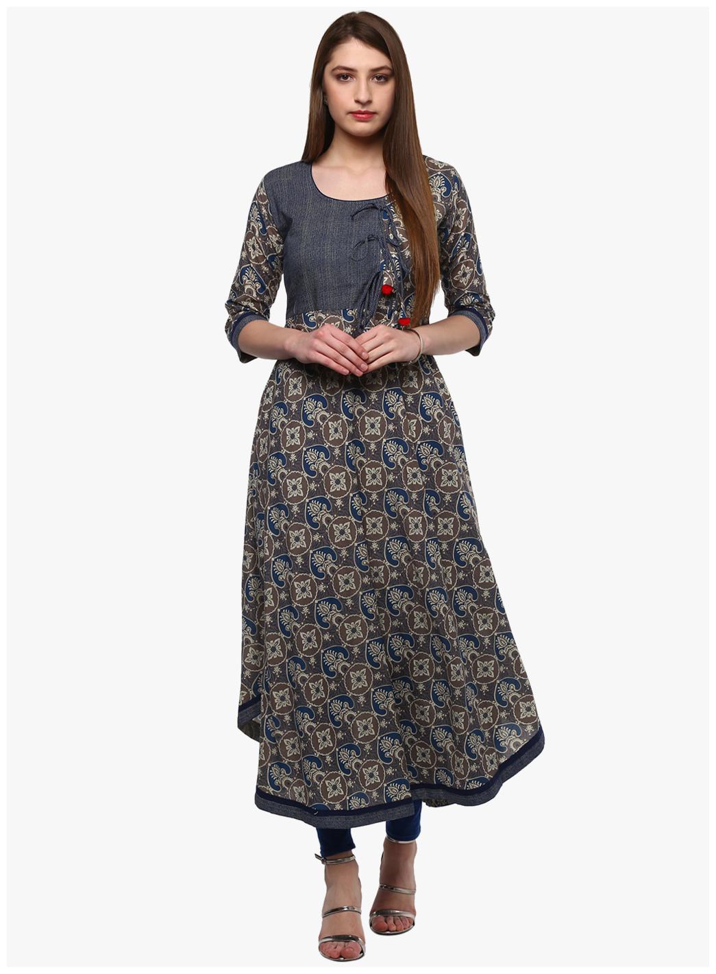 

Divena Women Cotton Printed Blue Kurta