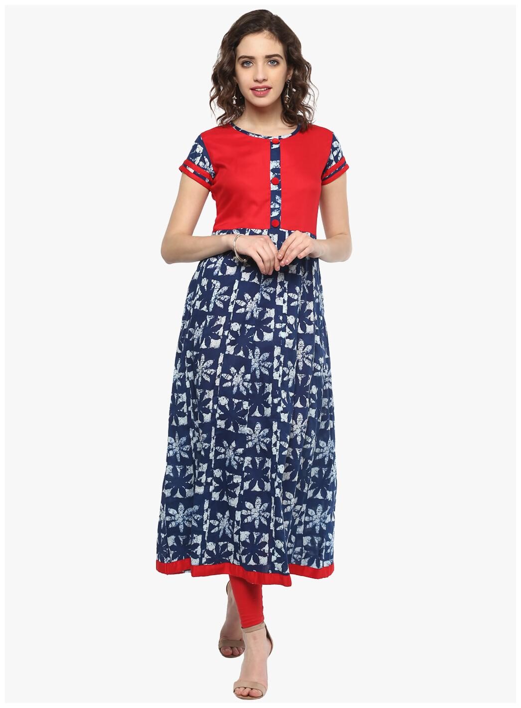 

Divena Women Cotton Printed Blue Kurta