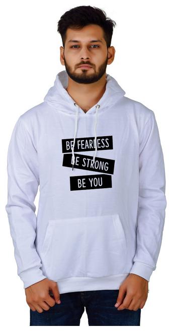 

DIVRA CLOTHING Men White Hooded Hoodie