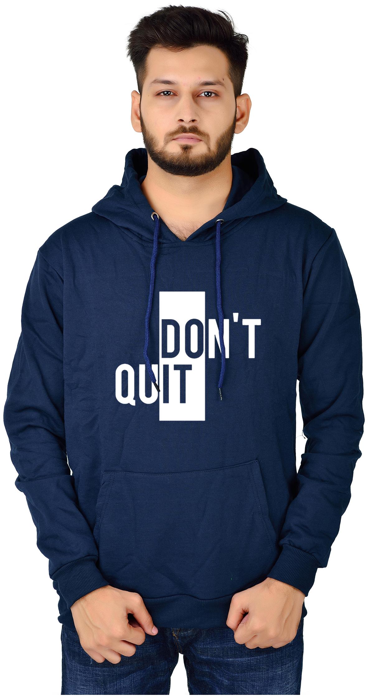 

Divra Clothing Mens Regular Fit Dont Quit Printed Cotton Hoodie (Navy Blue)