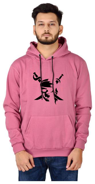 

DIVRA CLOTHING Men Cotton Blend Printed Peach Hoodie