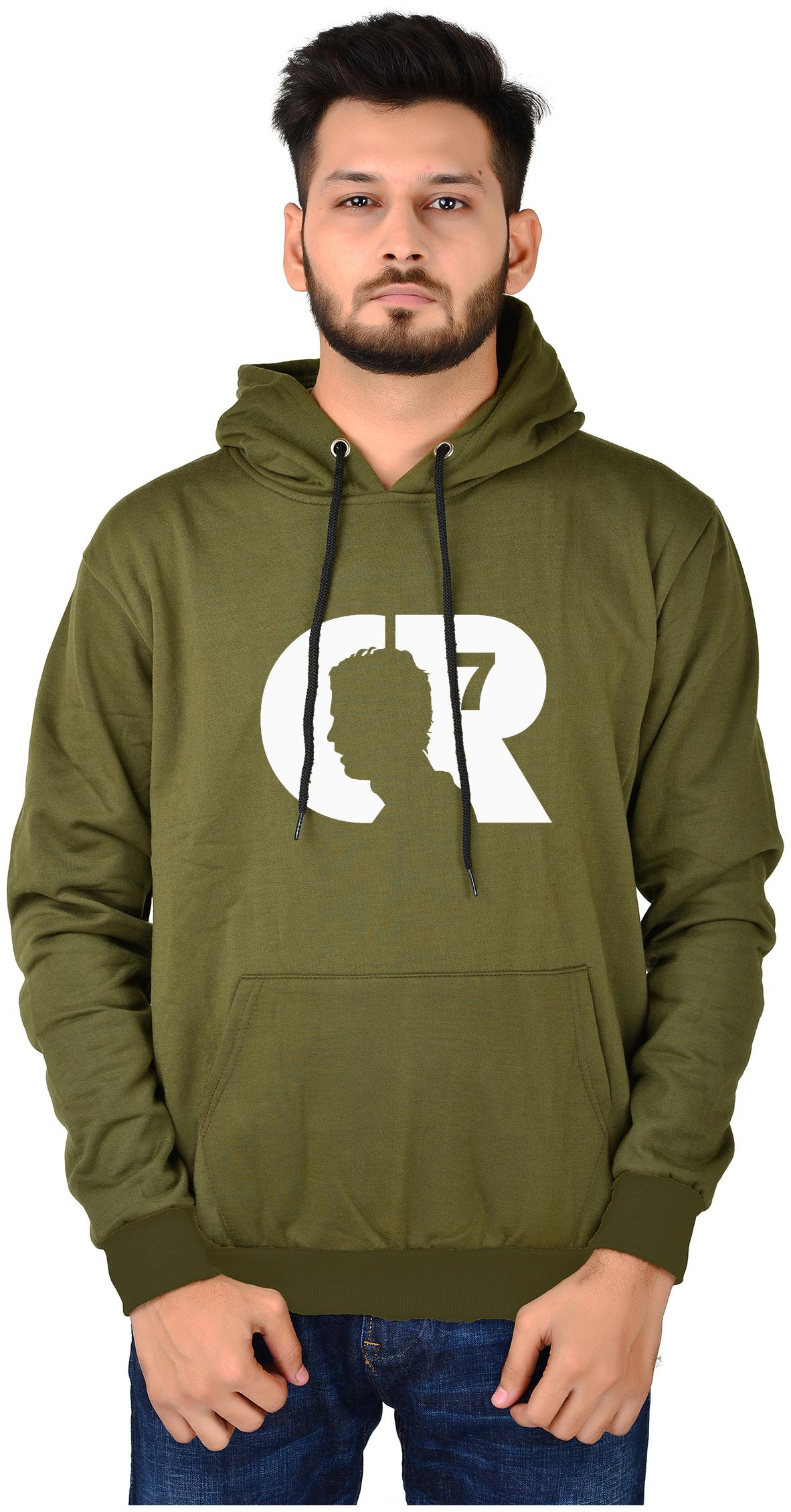 

DIVRA CLOTHING Cotton Blend Olive Printed Hoodie For Men