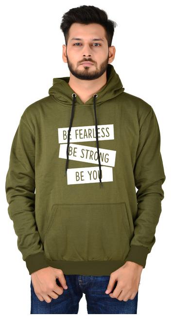 

DIVRA CLOTHING Cotton Blend Olive Printed Hoodie For Men