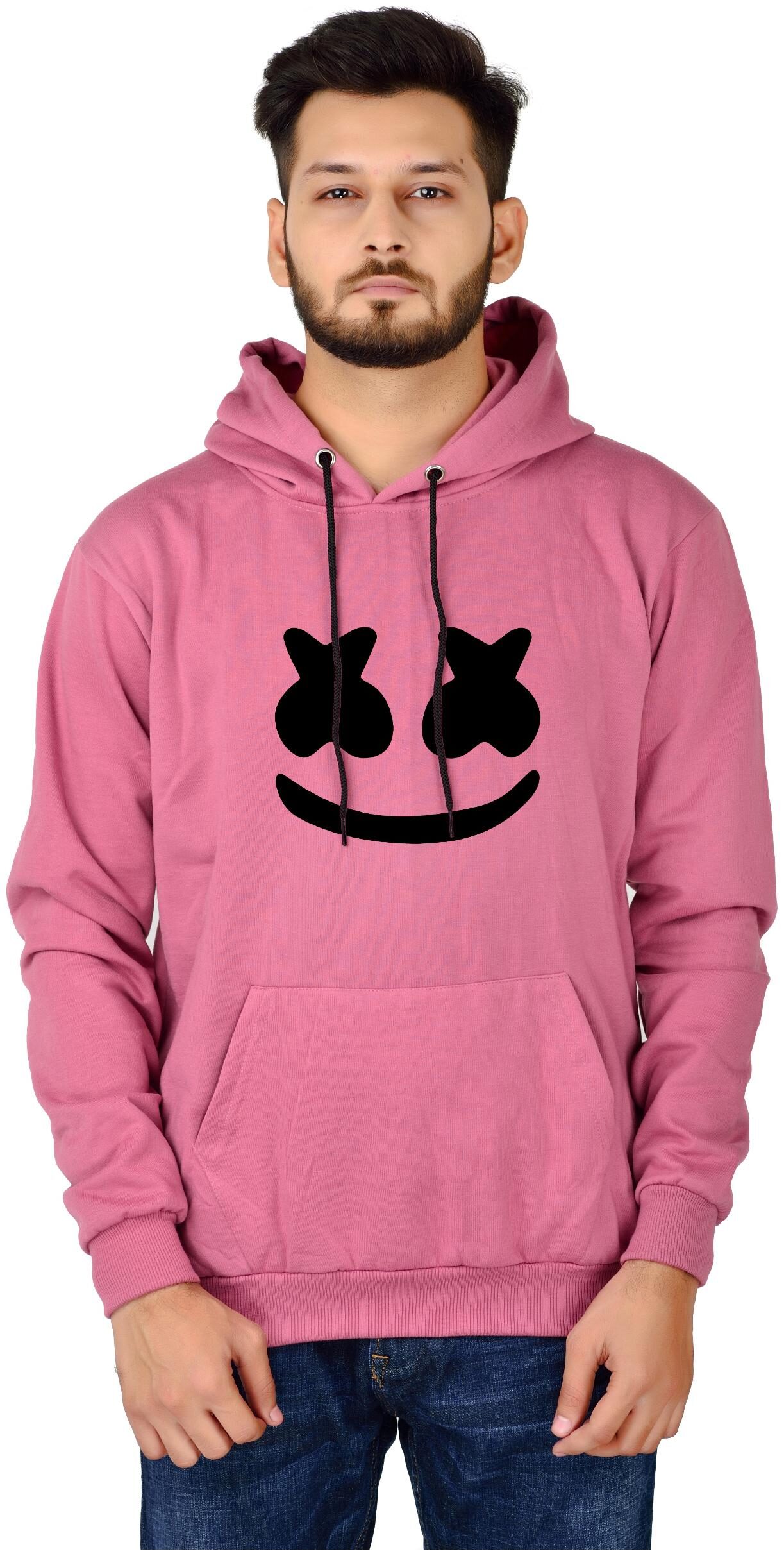 

DIVRA CLOTHING Men Cotton Blend Printed Peach Hoodie