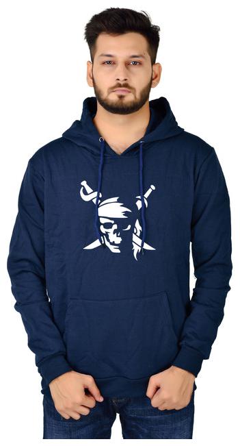 

DIVRA CLOTHING Men Cotton Blend Printed Navy Blue Hoodie
