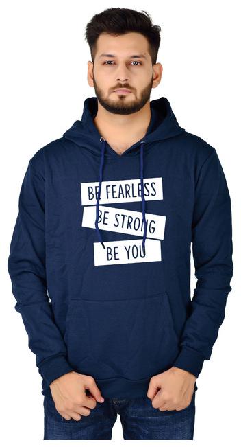 

DIVRA CLOTHING Cotton Blend Navy Blue Printed Hoodie For Men