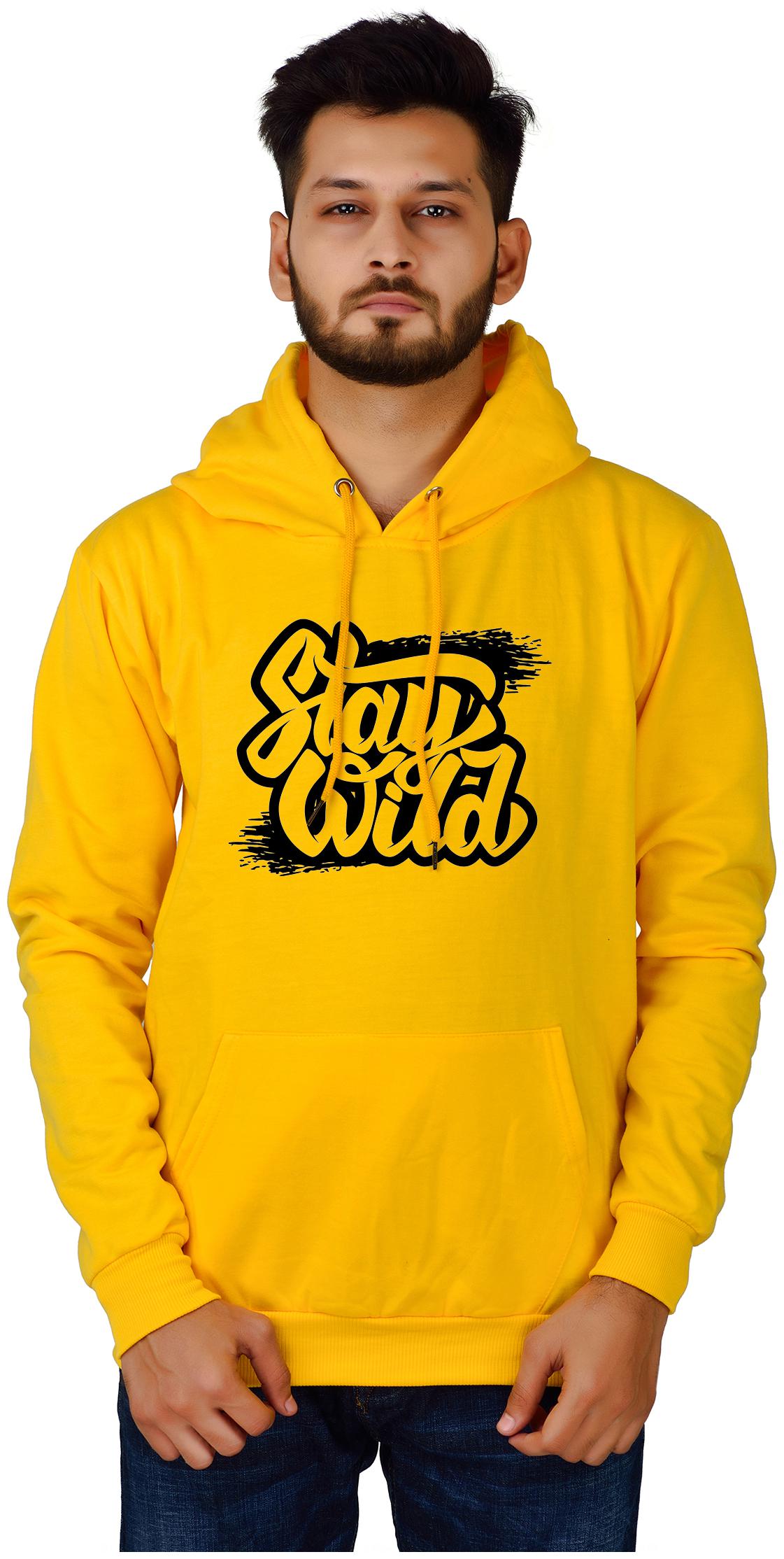 

DIVRA CLOTHING Men Yellow Hooded Hoodie