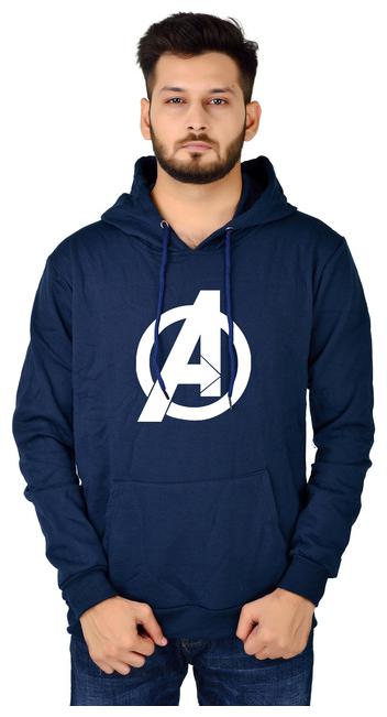 

DIVRA CLOTHING Men Cotton Blend Printed Navy Blue Hoodie