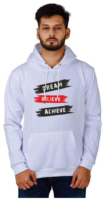 

DIVRA CLOTHING Men White Hooded Hoodie