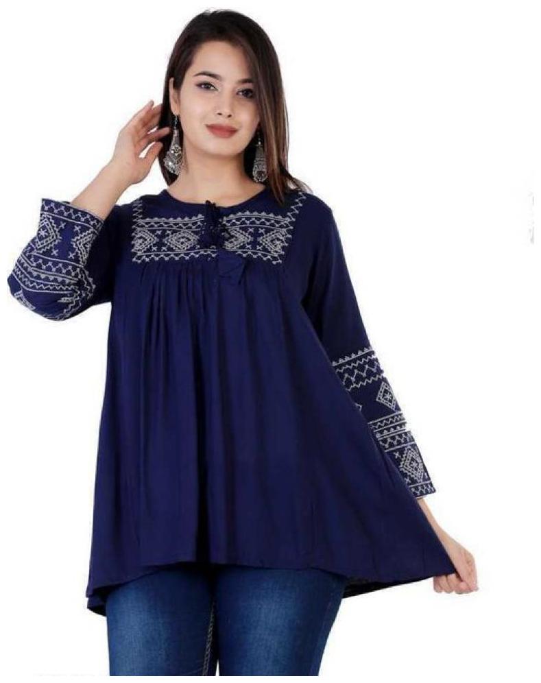 

DIVYANSHI FASHIONS Women Embroidered Regular tunic - Blue