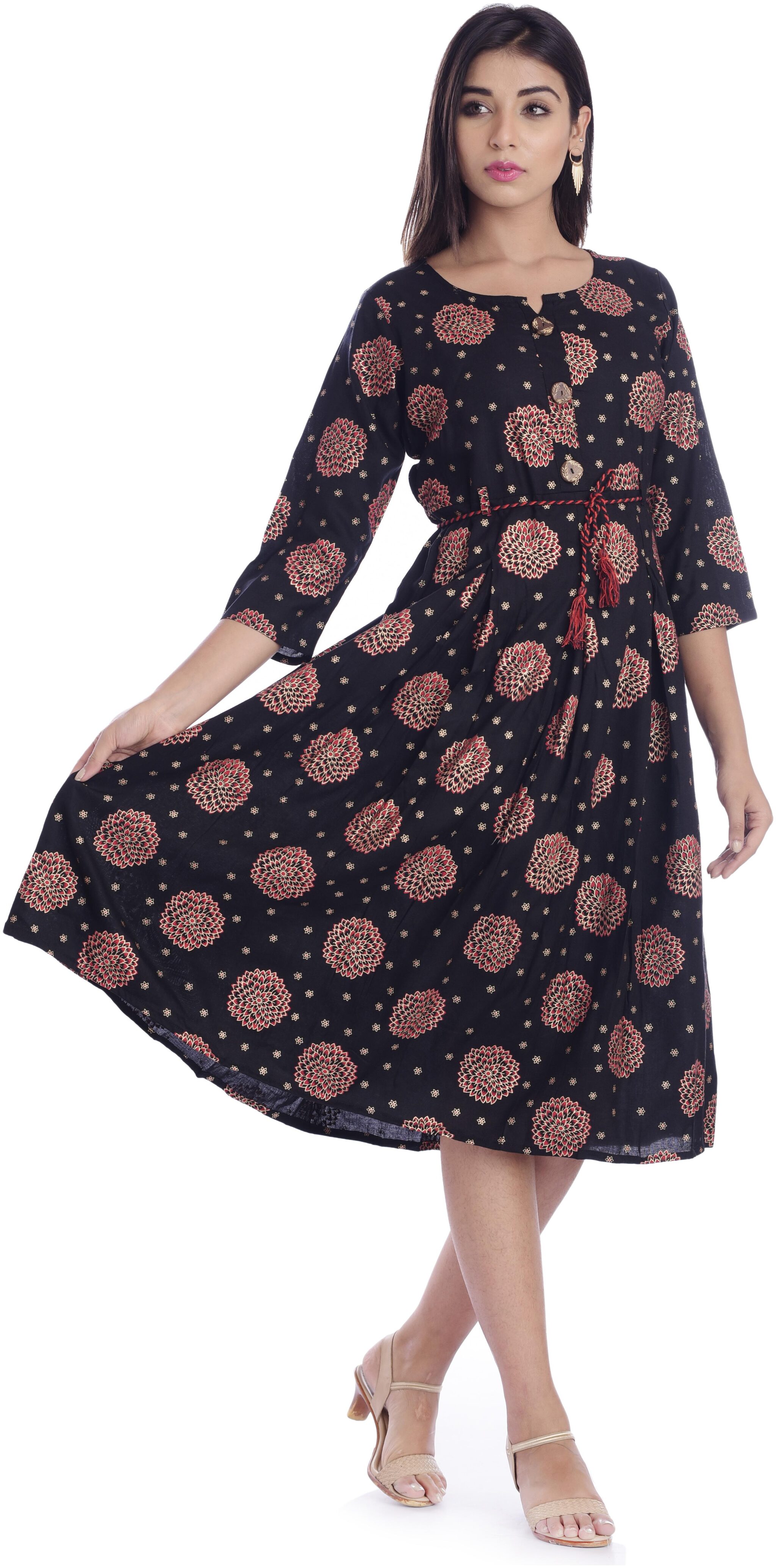 

DIVYANSHI FASHIONS Women Rayon Printed Kurta Dress Blue