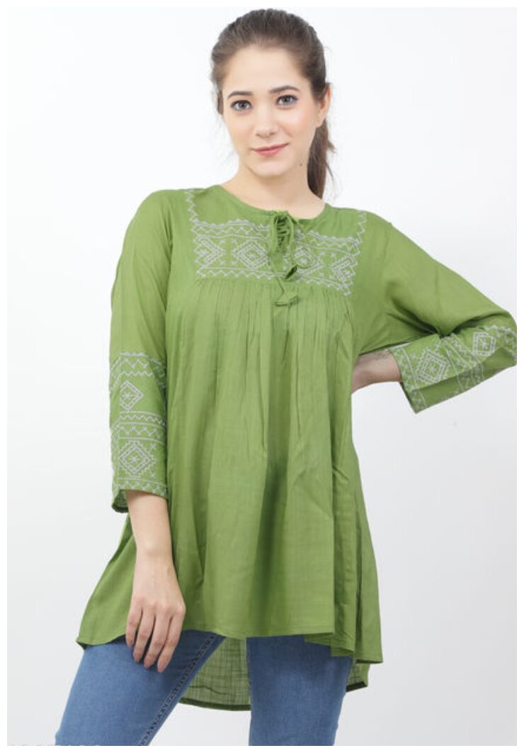 

DIVYANSHI FASHIONS Women Embroidered Regular tunic - Green