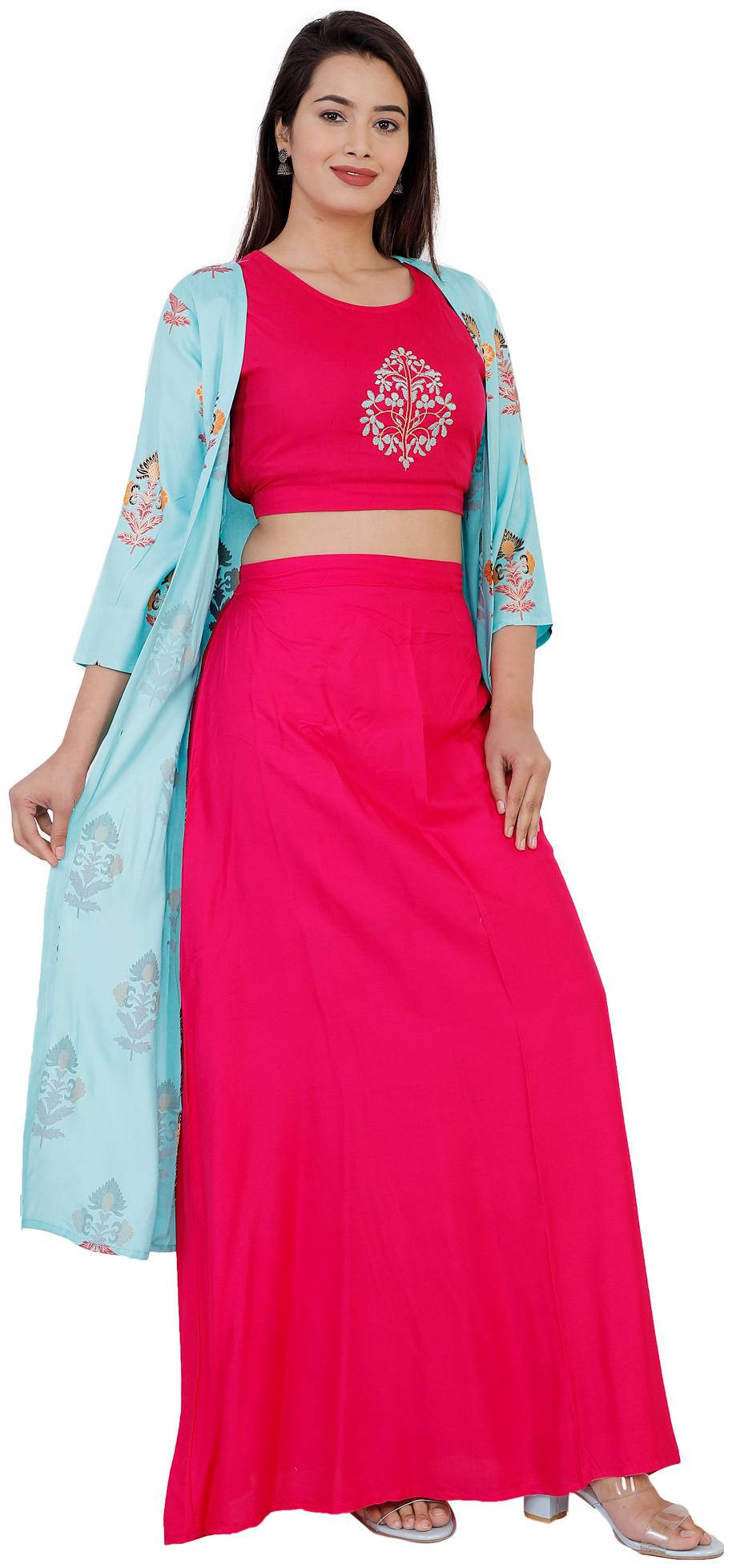 

Divyanshi Fashions Women S Top Skirt And Shrug Multi