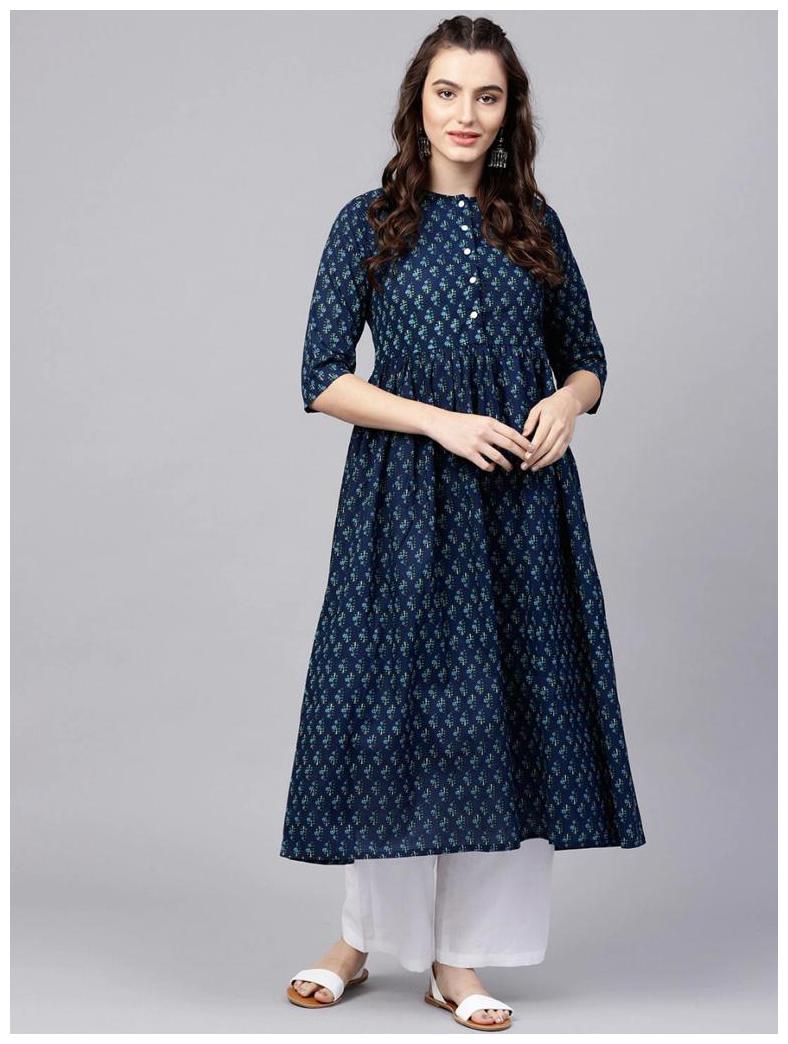 

DIVYANSHI FASHIONS Women Blue Floral Flared Kurti With Palazzo