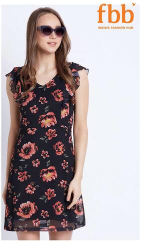 Dj C Dresses Prices Online At Best Dj C Womens Black Princess Cut Ruffled Dress