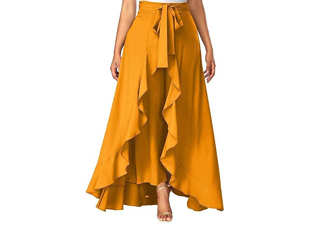 

DKUY Women Viscose Rayon Solid Mustard Palazzo