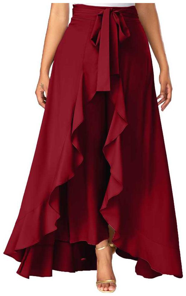 

DKUY Maroon Solid Flared Palazzo