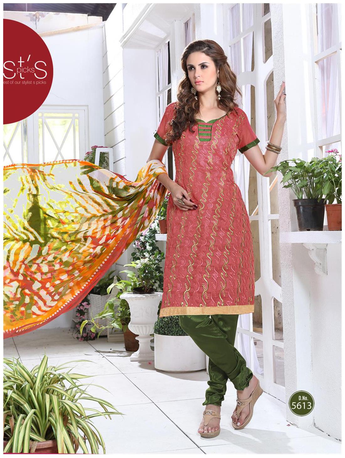 

DnVeens Women Chanderi Embroidery Unstitched Dress Material