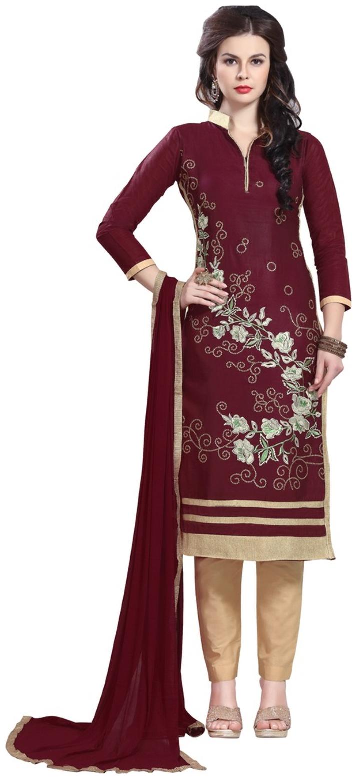 

DnVeens Women Pure Cotton Embroidered Unstitched Salwar Kameez Dress Material