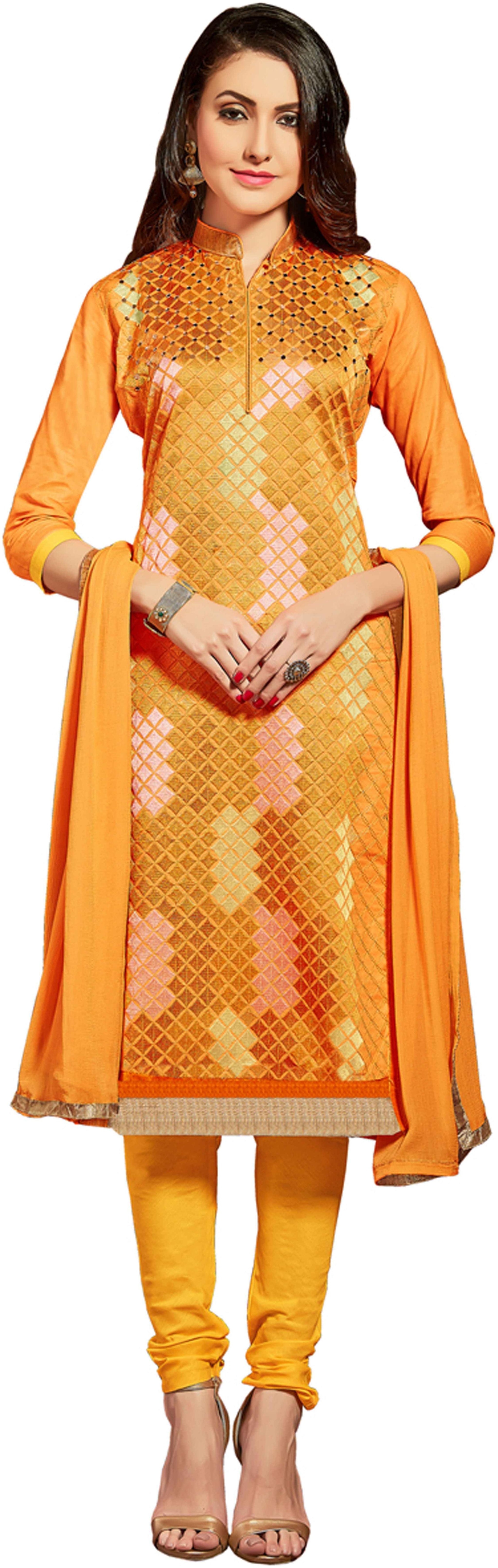 

DnVeens Women Cotton Embroidery Unstitched Party Wear Designer Salwar Kameez Churidaar Material BLMDQN2101