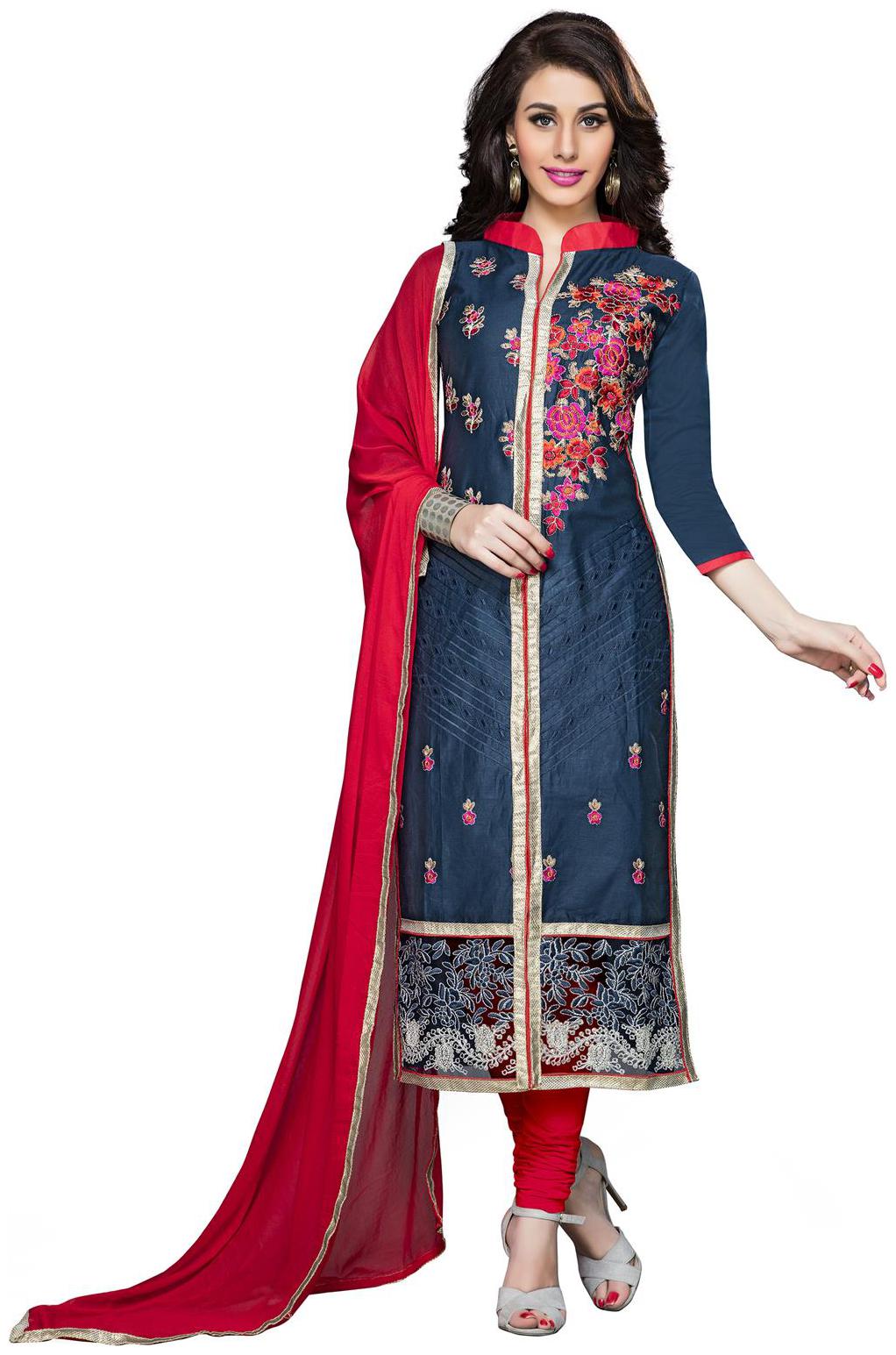 

DnVeens Womens Cotton Embrodery Unstiched Salwar Suit Dress Material