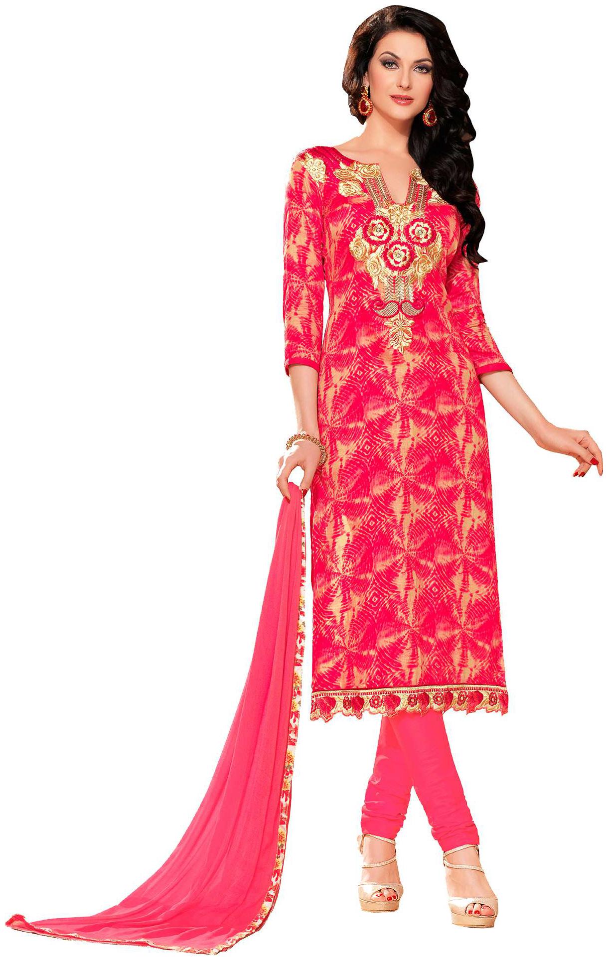 

DnVeens Women Printed Cotton Embroidery Unstitched Fancy Dress Material