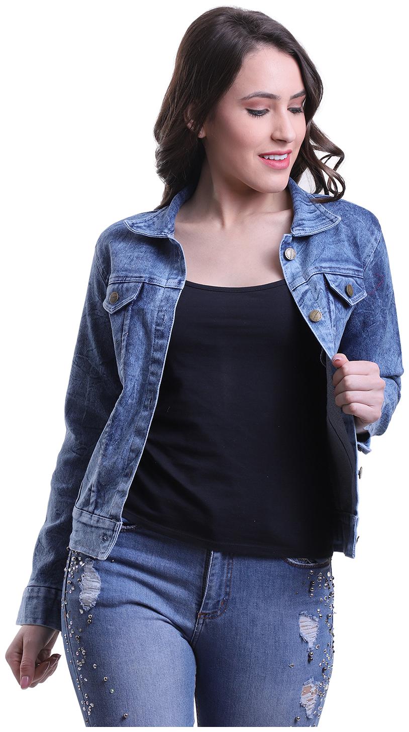 

Meer India Garments Women Solid Denim Jacket - Blue