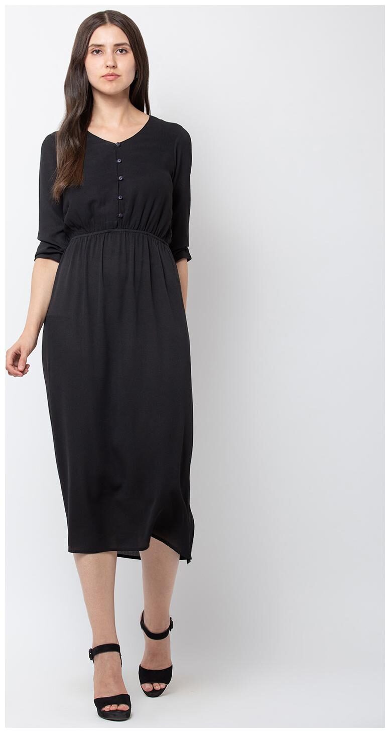 

DODO MOA Black Solid A-line dress