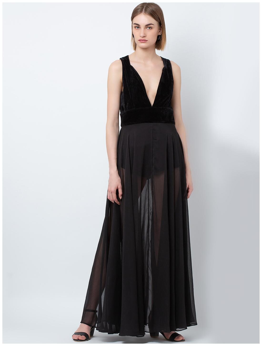 

DODO MOA Black Solid A-line dress