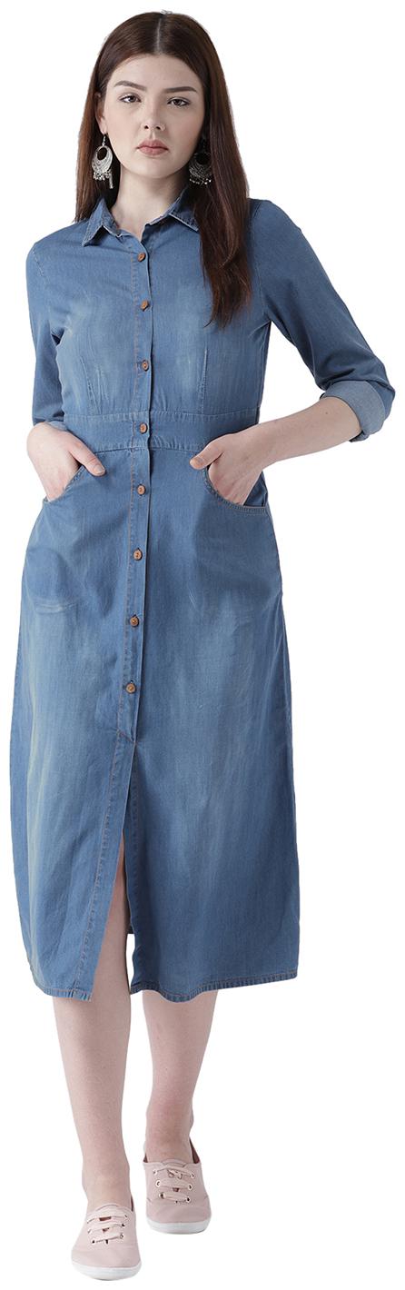 

DODO MOA Blue Solid Shirt dress