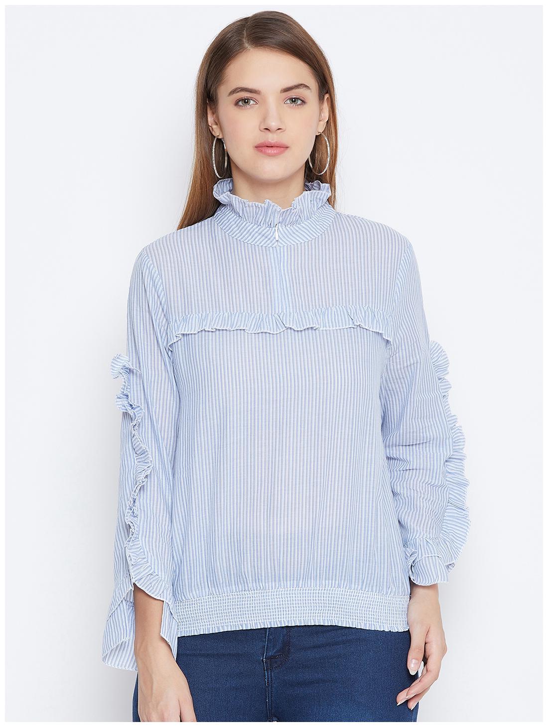 

DODO MOA Women Striped Regular top - Blue
