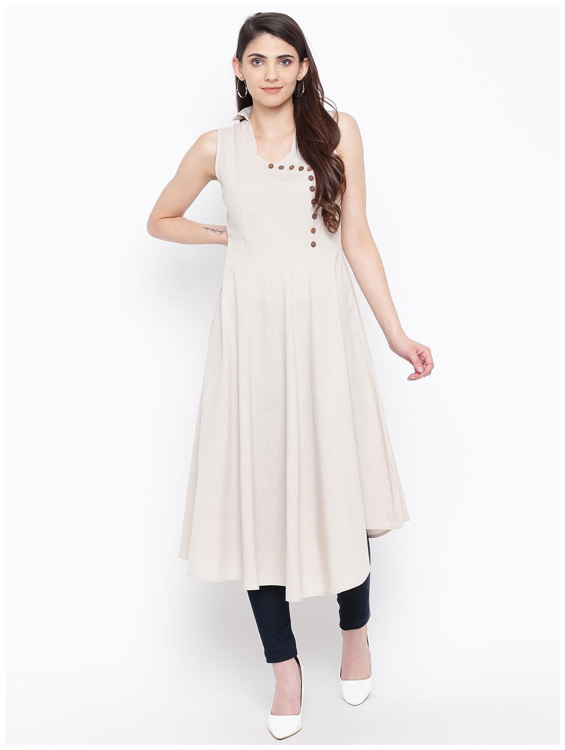

DODO MOA Cotton Women Beige Kurta