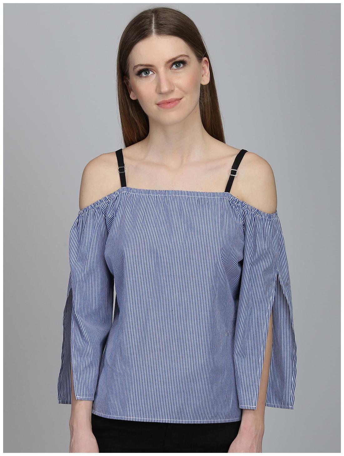 

DODO MOA Women Striped Regular top - Blue