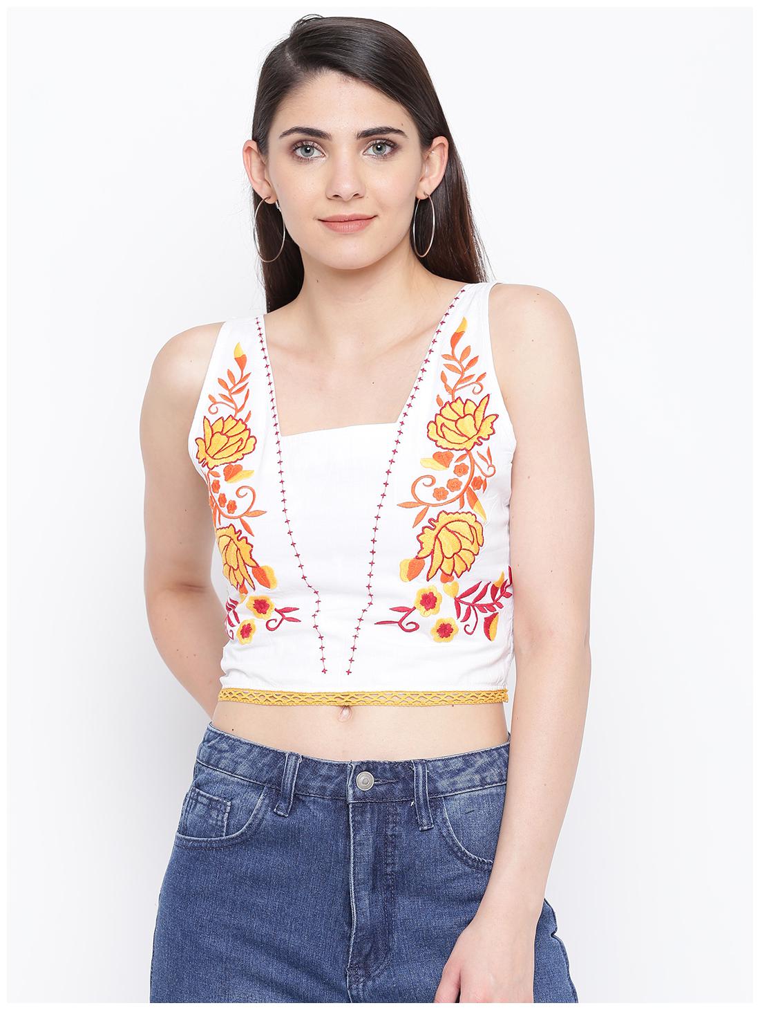 

DODO MOA Women Floral Regular top - White