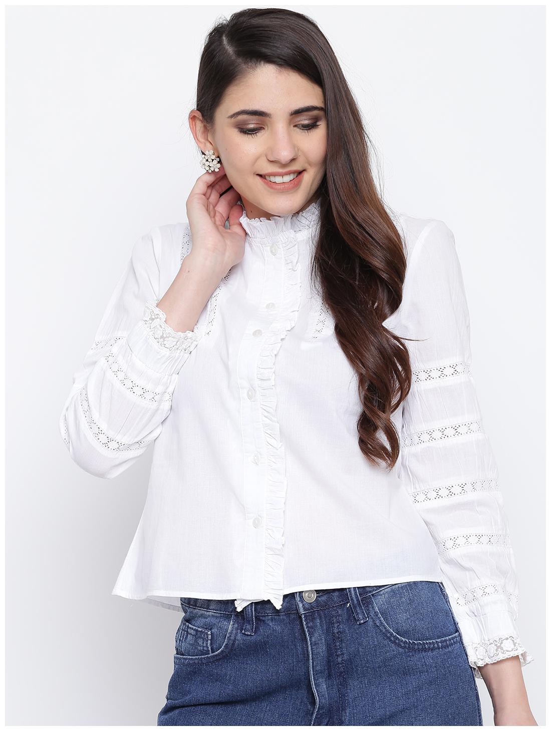

DODO MOA Women White Solid Regular Fit Shirt