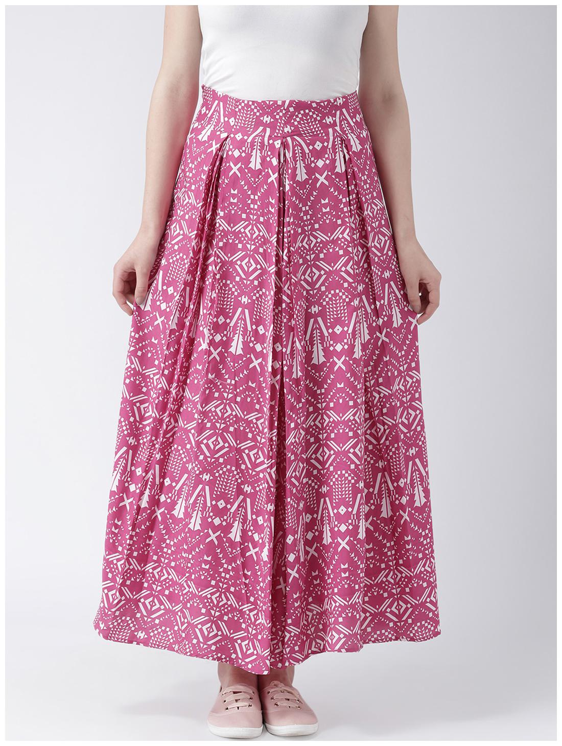 

DODO MOA Geometric Flared skirt Maxi Skirt - Pink