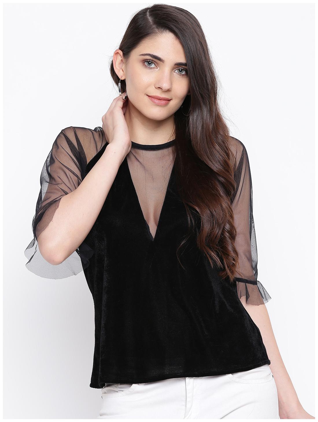 

DODO MOA Women Solid Regular top - Black