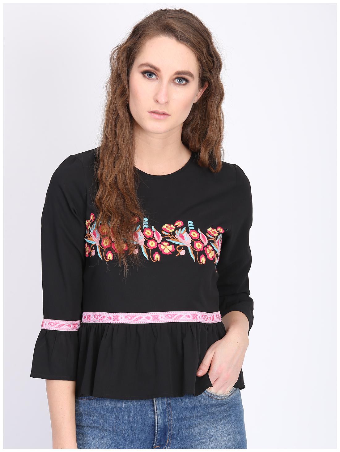 

DODO MOA Women Floral Regular top - Black