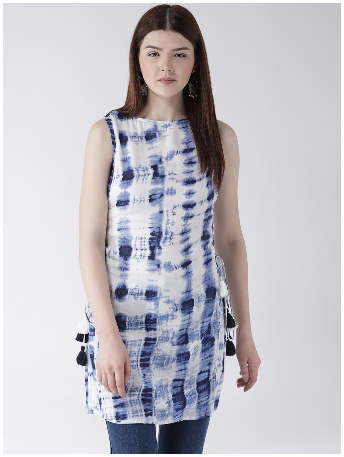 

DODO MOA Polyester Abstract Women White Regular Tunic