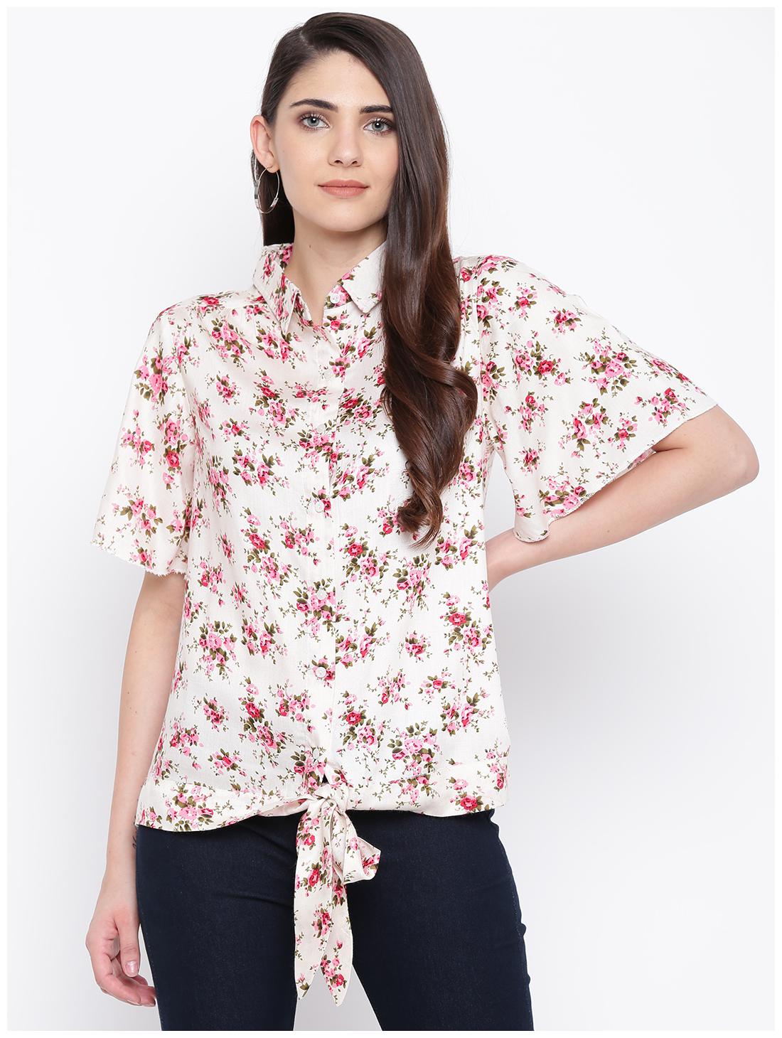 

DODO MOA Women White Floral Regular Fit Shirt